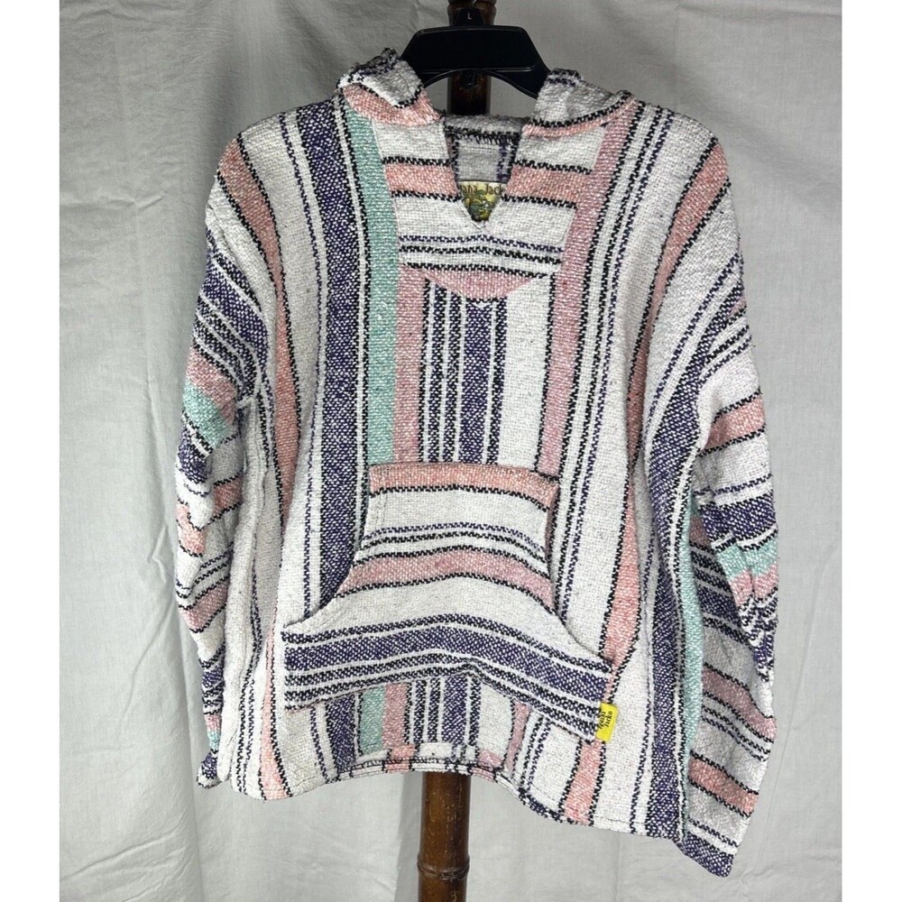 Iguana Jack Earth Rags Hoodie  Drug Rug Baja Mexico Boho Size Large Hippie Warm